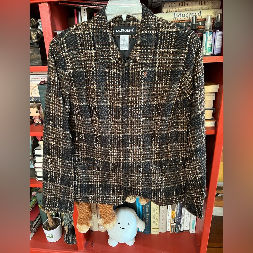 Sag Harbor Black and Brown Plaid Blazer